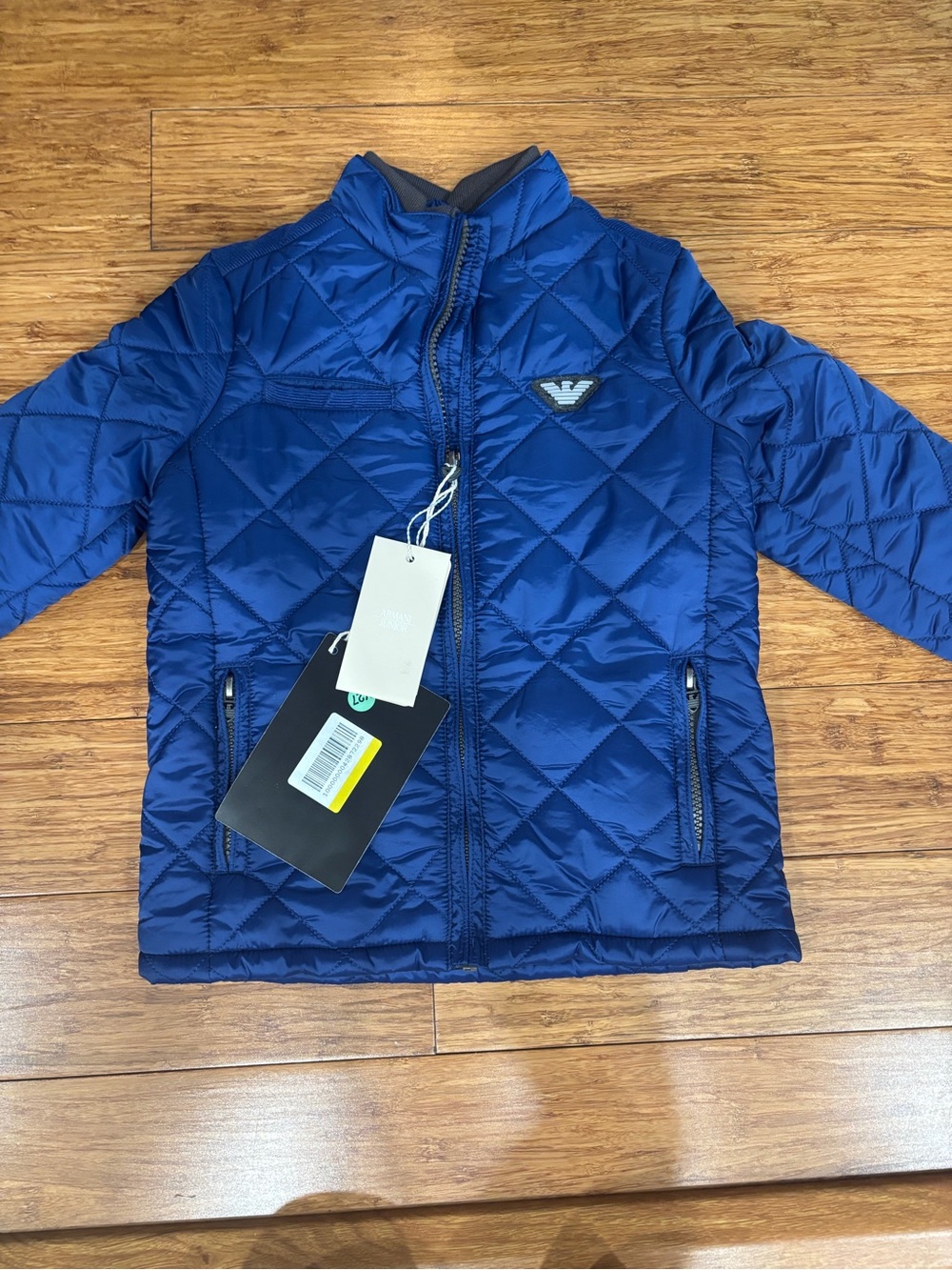 BNWT Armani Junior Blue Quilted Puffer Jacket SZ 4